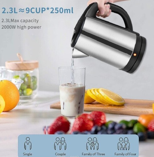 Stainless Steel Electric Kettle Hot Water Kettle Auto Shut-Off Boil Protection - Afbeelding 2 van 6