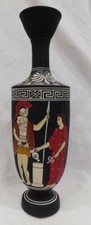 GU -Hand Painted Terracotta Lekythos Vases from Greece - Greek Solider/Woman
