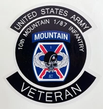 US Army 10th Mountain 1/87 Infantry Veteran Sticker Waterproof D270