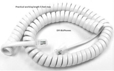 Bright White 9Ft Hepester Phone Handset Cord Big-Button Curly Coil Receiver