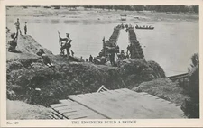 Postcard Military The Engineers Build a Bridge 