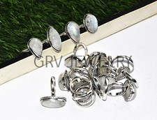 Rainbow Moonstone Gemstone 20pcs Rings Wholesale Lot 925 Silver Plated WHR-5