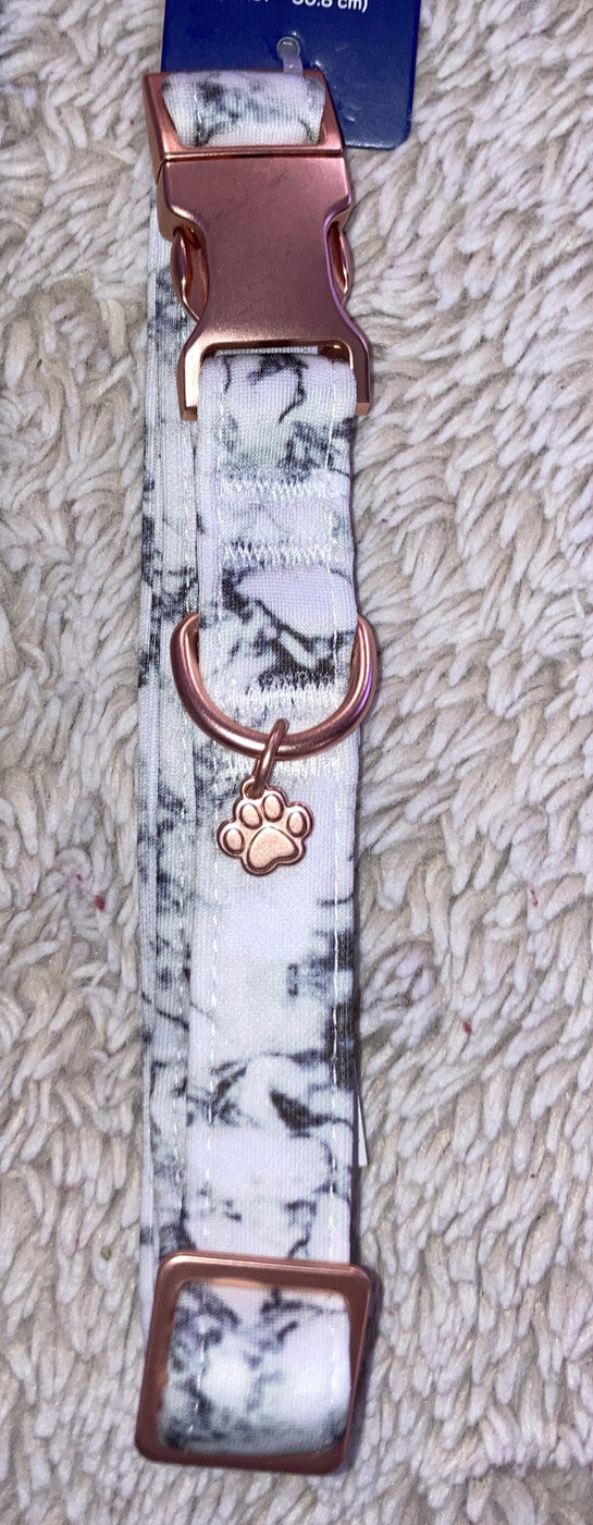 Top Paw Comfort Neoprene Marble Dog Collar (M) w/Matching Leash (4ft
