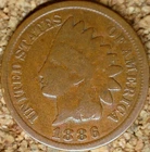 1886 Indian Head Cent (Type 2)  - SOLID GOOD PROBLEM FREE, GREAT PRICE  (M559)