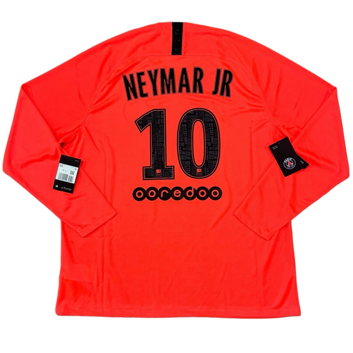 2019/20 PSG Away Jersey #10 Neymar Jr 2XL Jordan Long Sleeve Paris