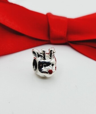 New Genuine PANDORA Charm Silver ALE S925 CHRISTMAS REINDEER RUDOLF  791781EN39