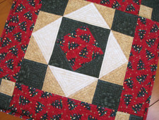 Quilted Christmas Holiday Table Topper - Christmas Trees on Red