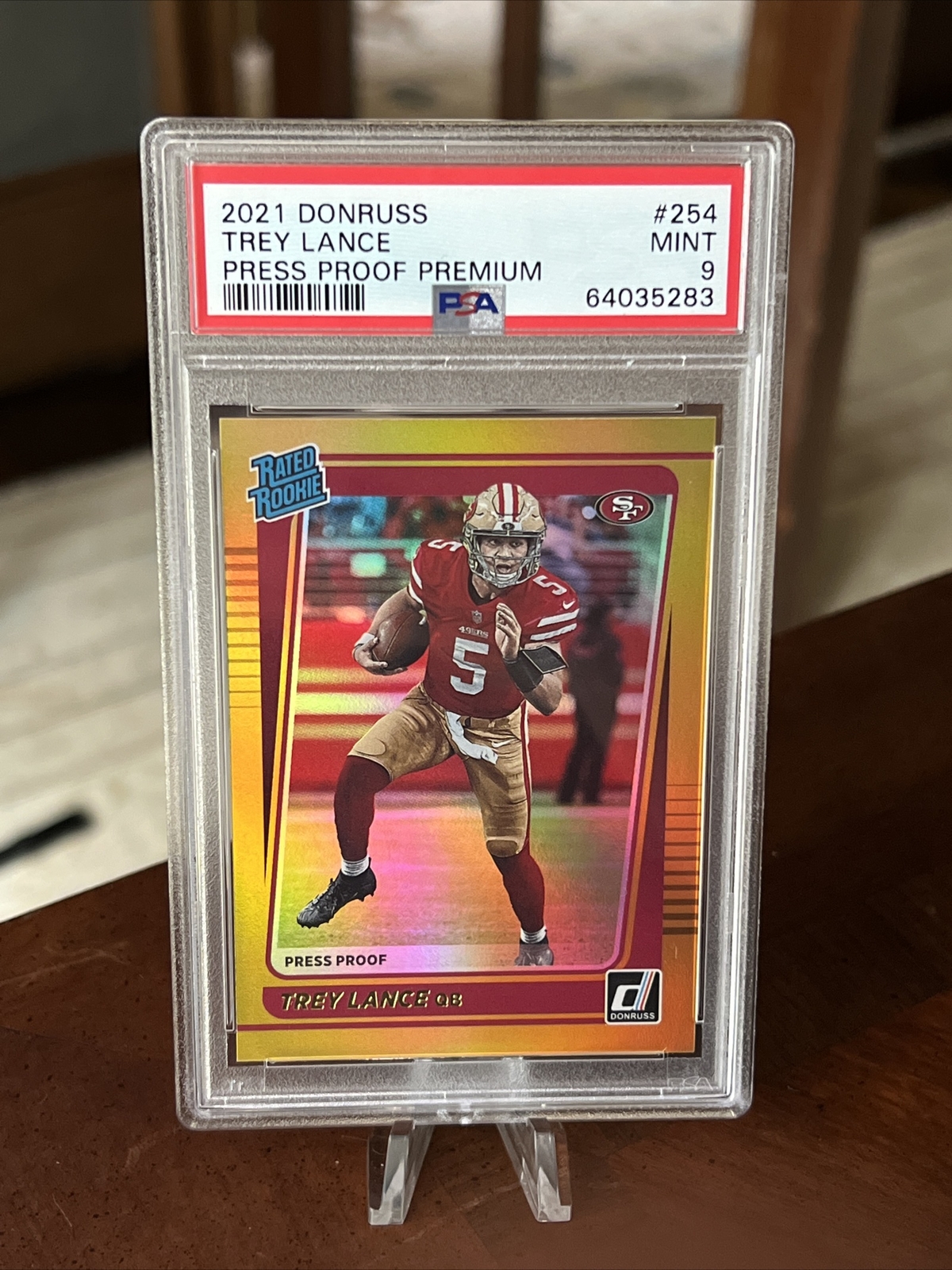 2021 Donruss Trey Lance Rated Rookie Press Proof Premium Gold Holo PSA 9! 49ers!