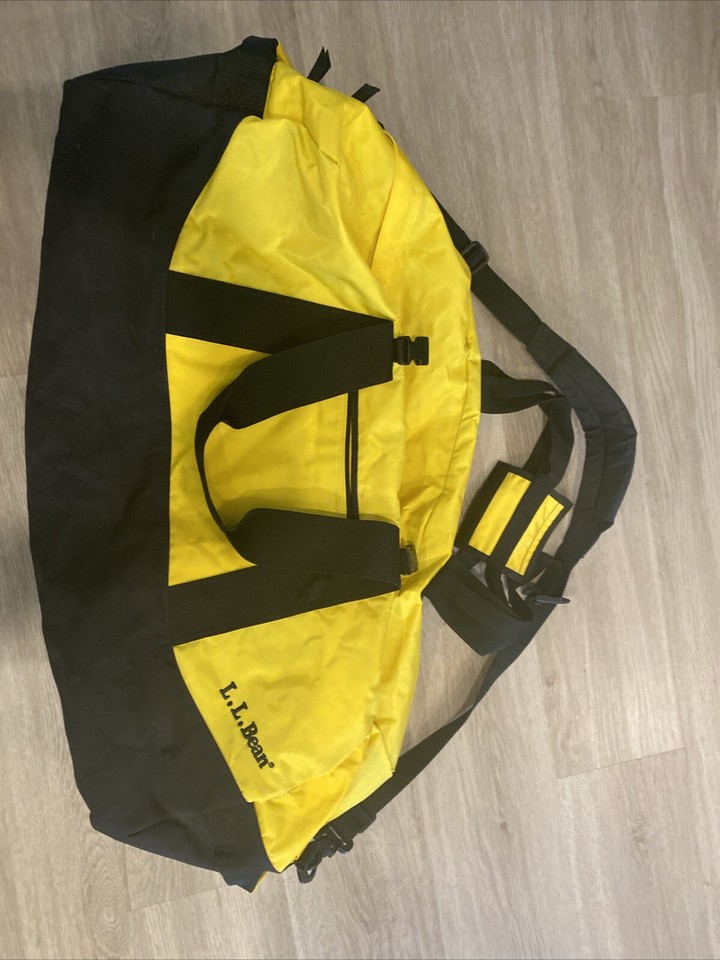 Black And Yellow LL Bean Adventure Duffel Duffle Large Bag In Excellent