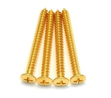 NEW - Neck Plate Screws For Guitar Or Bass 4 , Phillips Head - GOLD