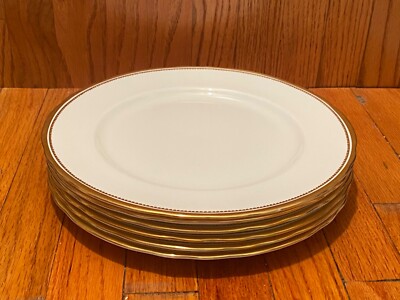 ROYAL CHELSEA BONE CHINA DINNER PLATES WHITE GOLD