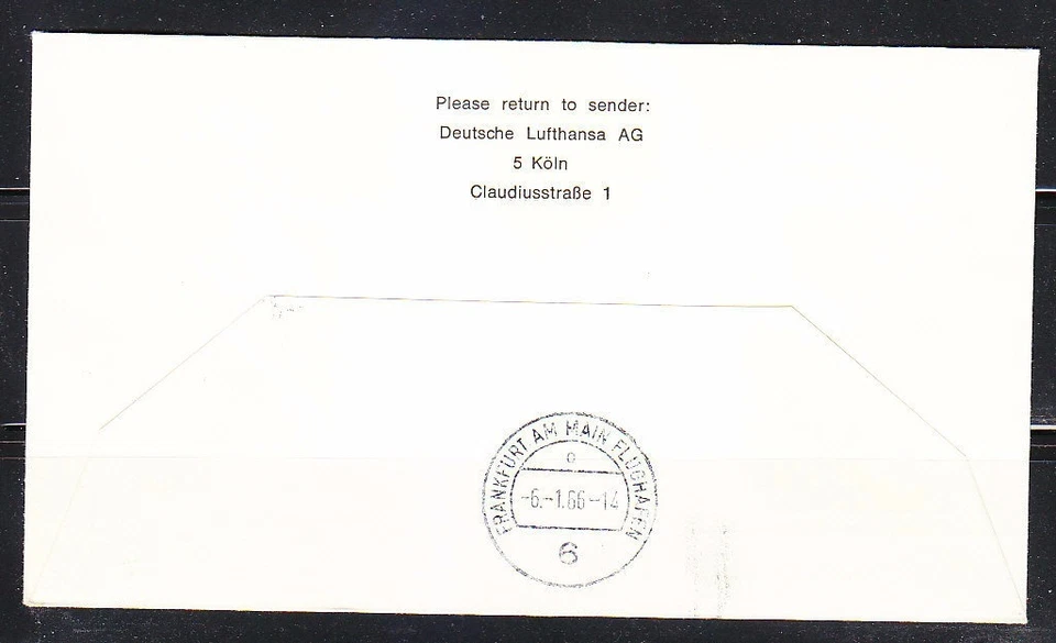 Alemania 1966 Primera cubierta de vuelo Ersftlug Trípoli Túnez Lufthansa Foto 2 de 2