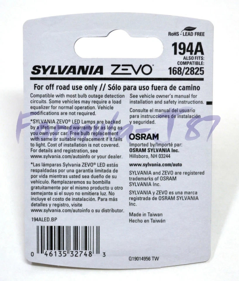 Sylvania ZEVO LED Luz 194 Ámbar Naranja Dos Bombillas Frontal Lateral Marcador Lámpara OE Fit Foto 3 de 4