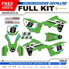 KAWASAKI KXF 250 2013 - 2016 Super Durable MX Graphics Decals Stickers Kit