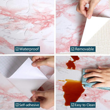 Glossy Marble Contact Paper 15.8In X 78.7In White Pink Peel and Stick Vinyl