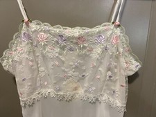 VTG Y2K Inner Most White Floral Lace Pink/Purple Sheer Midi Slip Dress XL READ