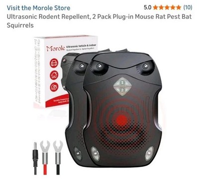 Morole Ultrasonic Plug-In Rodent Repellent 2 Pack Indoor Outdoor Mouse Rat Bat