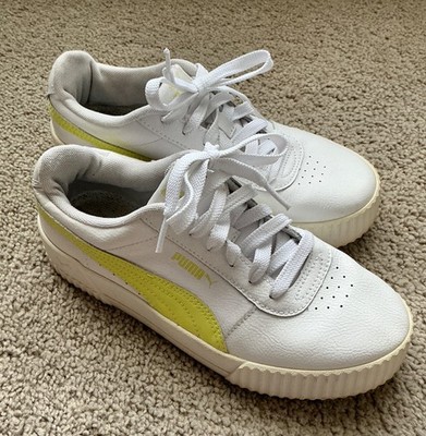 Puma Women's Carina Classic Casual Shoe White Sunny Lime Sunny Size 6,5
