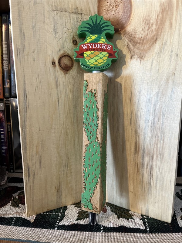 Wyders Hard Cider Prickly Pineapple 13” Wood Beer Tapper Handle Cactus