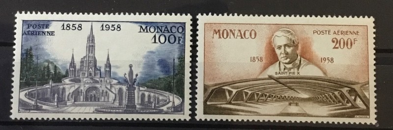MONACO #C51-52.  CENTENARY OF APPARITION OF VIRGIN MARY AT LOURDES.   MNH
