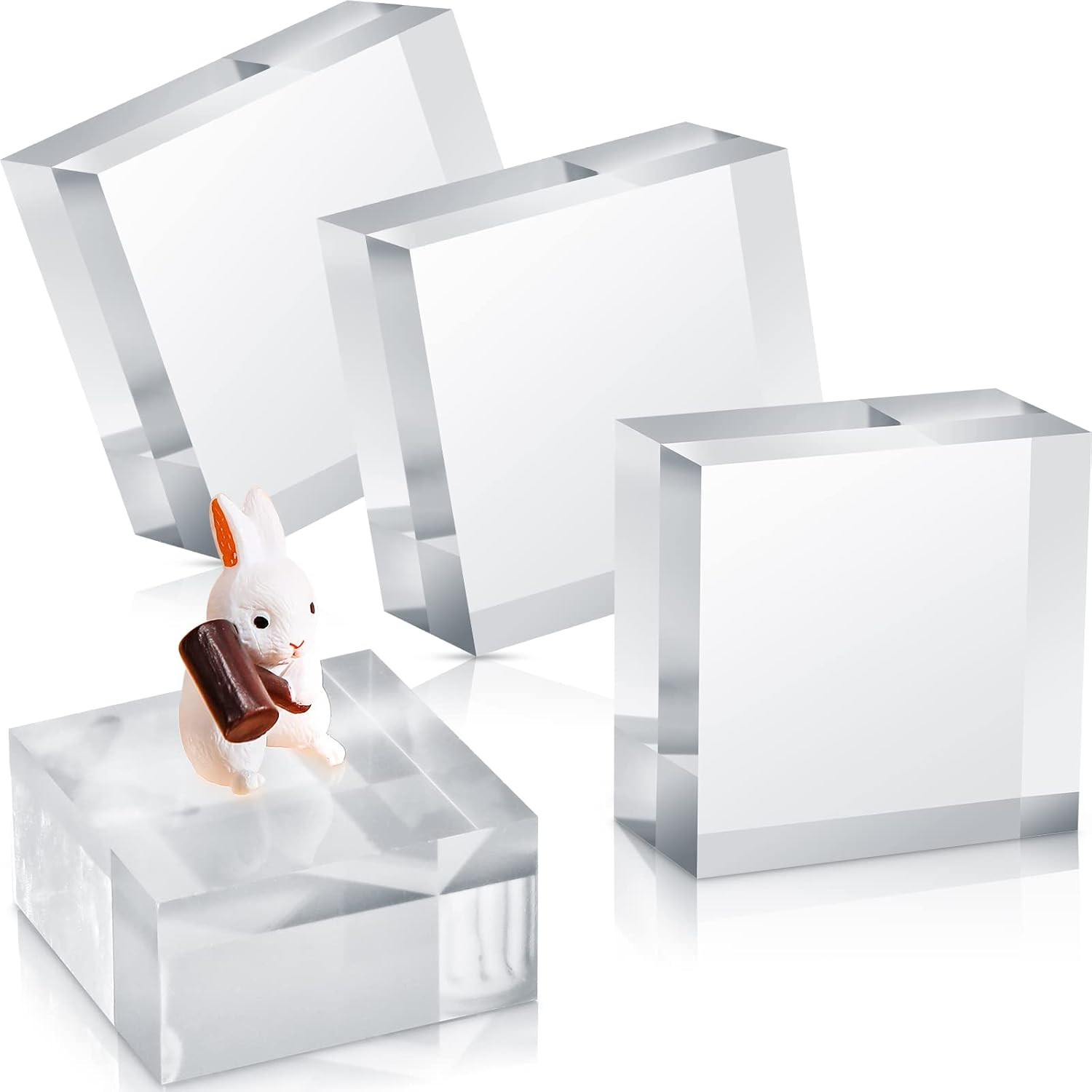 4 Pieces Acrylic Square Display Block 2 X 2 X 1 Inches