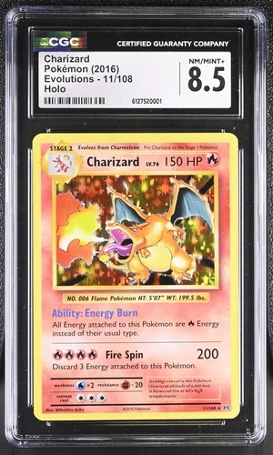 CGC 8.5 Charizard 11/108 Holo Evolutions Pokemon Nm/mint+ PSA