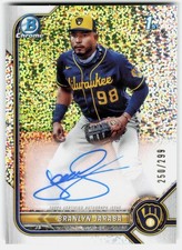 2022 Bowman Chrome Autographs Speckle Branlyn Jaraba #CPA-BJ Brewers /299