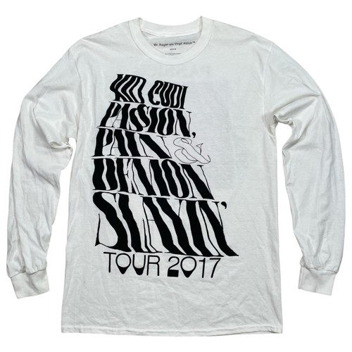Kid Cudi Mr Rager Virgil Abloh Tour 2017 Shirt Long Sleeve Medium White Hip Hop