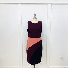 ANN TAYLOR FACTORY Women's Sheath Dress Size 12 Maroon Sleeveless Crew Neck
