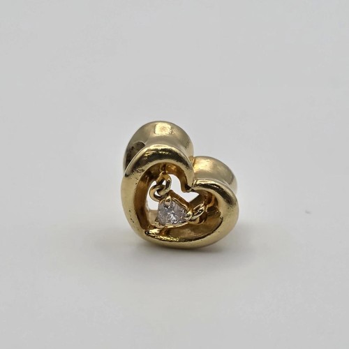Pandora MET ALE 14K Gold Plated Radiant Heart Floating Stone Charm 762493C01
