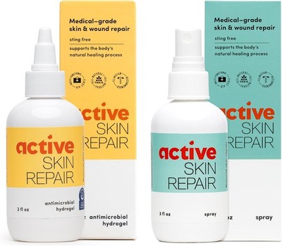 Active Skin Repair Natural First Aid Spray & Gel for Cuts, Rashes (Combo, 3 oz)