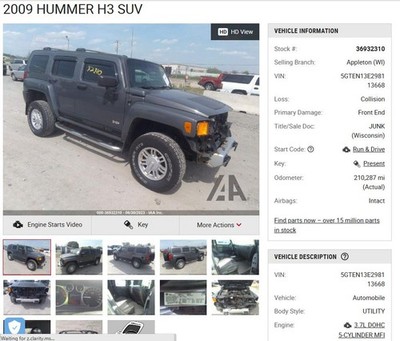 Used Front Drive Axle Shaft fits: 2009 Hummer H3 Front Axle Front Grade C