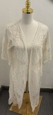 Rebellion Again Ivory Lace Bohemian Floral Mandala Embroidery Kimono Duster S
