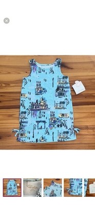 NWT Pappagallo Light Blue Aqua Patterned Cityscape Girls Chloe Dress size 6