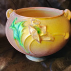 Vintage Roseville Pottery Poppy Jardiniere Planter or Vase. Pink 1938 642-3" — photo 1