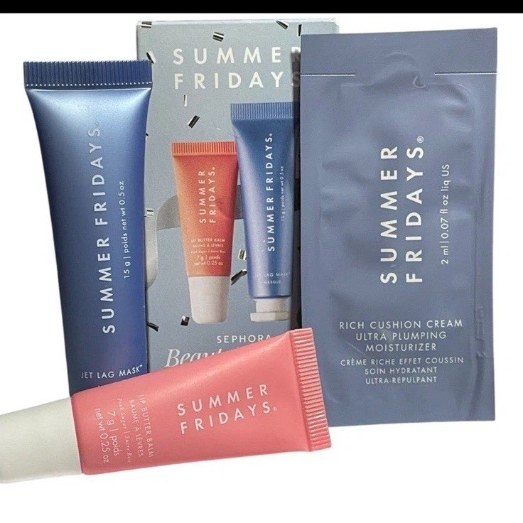 Summer Fridays Jet Lag Mask and Pink SugarLip Butter Balm Set New In Box