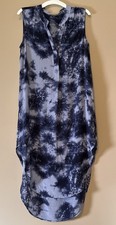 Acrobat Women’s XS Blue Silk Tie Dye Sleeveless Tank Dress High Low Hem Resort