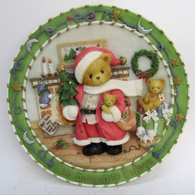 Vintage 1997 Cherish Teddies ''The Season to Believe'' Collector's Plate with COA.