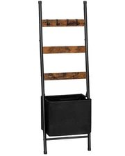 Blanket Ladder with Basket, 17.3”L x 63.4”H, Towel Rack with Hooks, Blanket H...