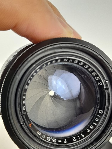 Rare Black Carl Zeiss Jena Biotar f/2 58mm Red "T" Lens 17-blades M42+adapter - Picture 22 of 22