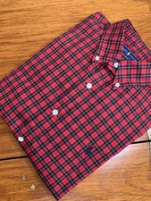 Ralph Lauren Red Black Plaid Classic Fit Button Down Men s 16-34/35 100 Cotton