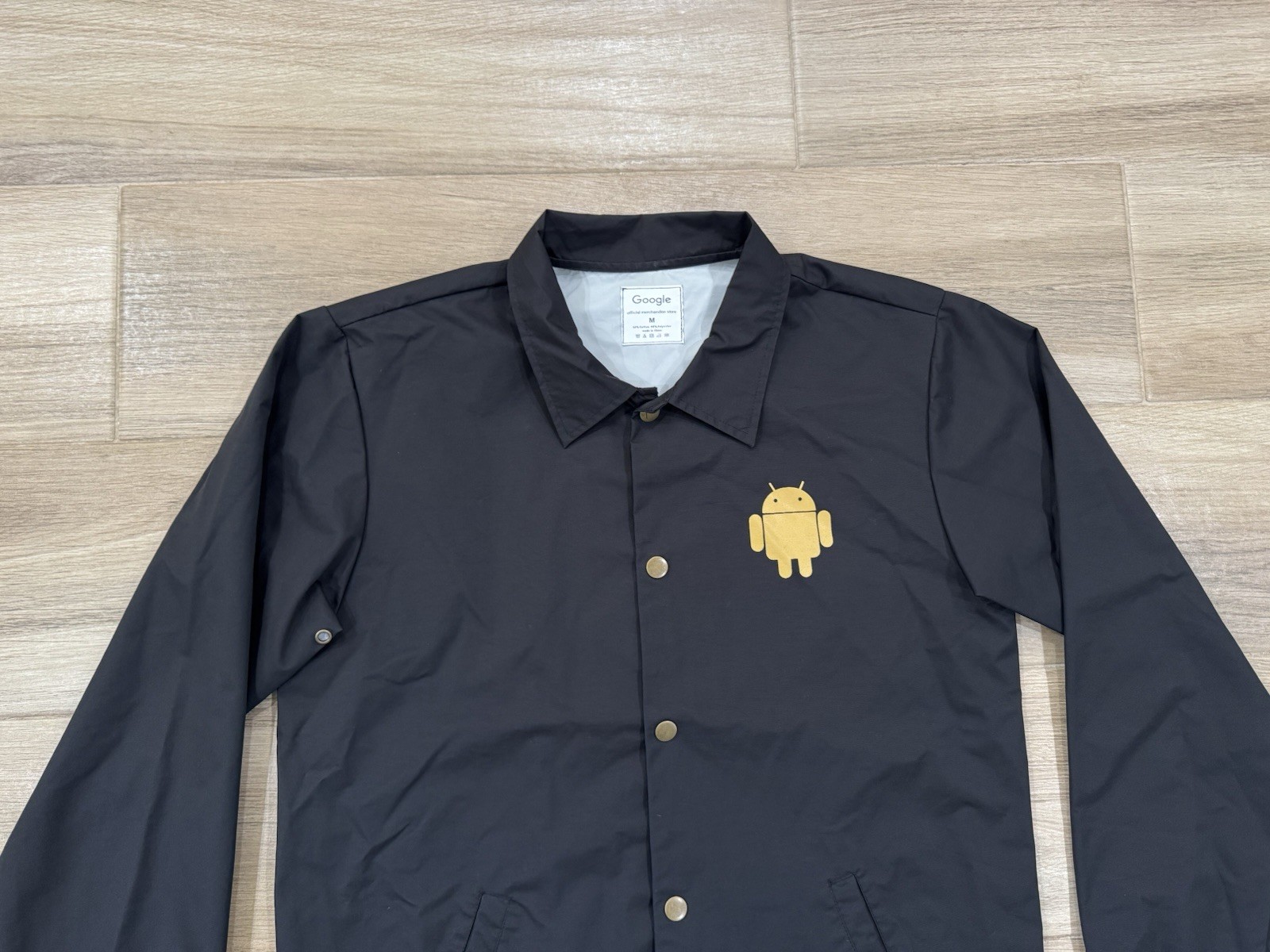 Google Android Men's Bomber Jacket MEDIUM Black S… - image 2