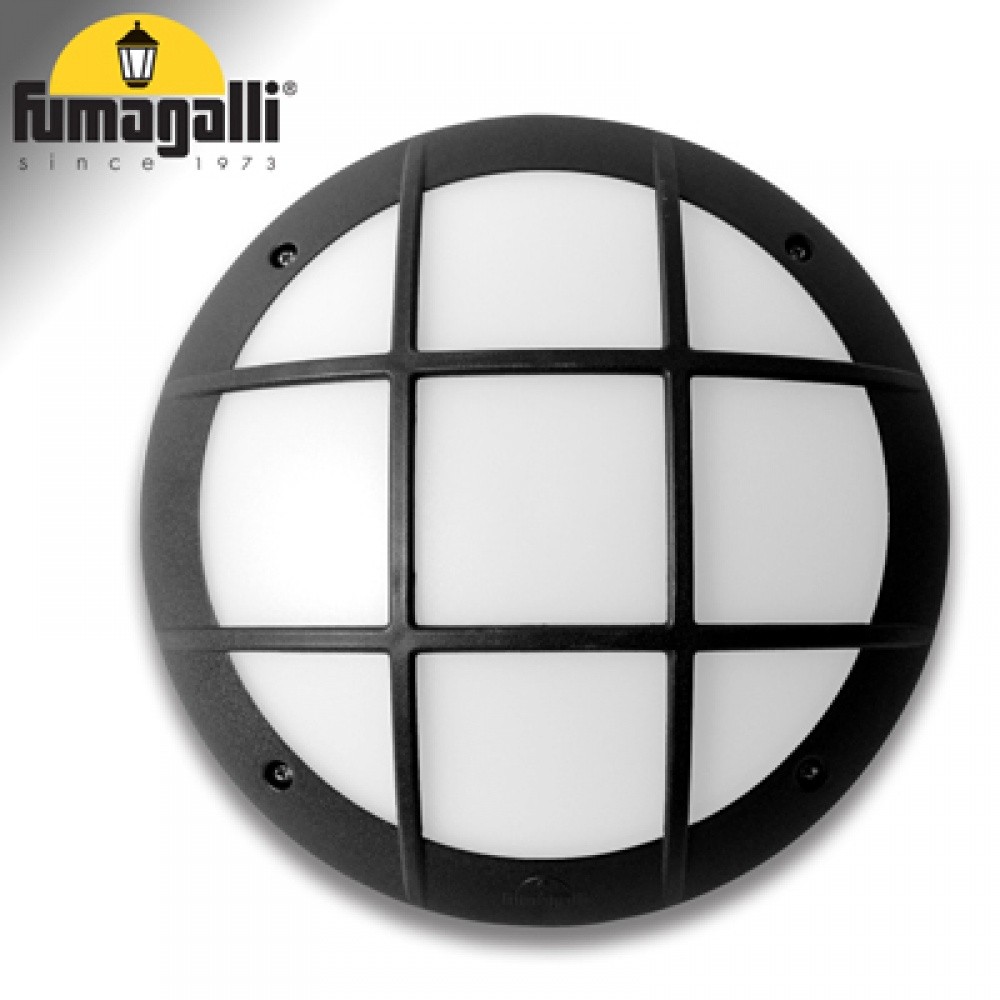 Lampada Parete Esterna Nero Opale Fumagalli Gelmi GR E27 Italy