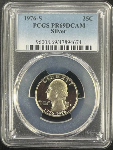 1976-S Silver Proof Bicentennial Washington Quarter PCGS PR69-DCAM
