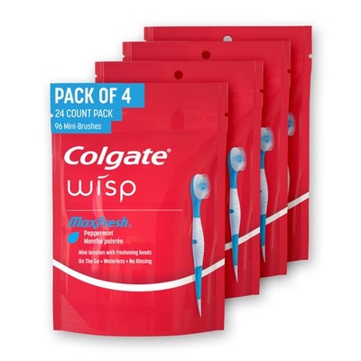 Colgate Max Fresh Wisp Disposable Mini 24 Count (Pack of 4), Blue and White