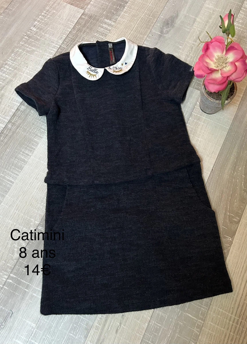 Robe Catimini Fille 14 Ans - Blanc, Style Évasé, Longueur Genou, État Excellent