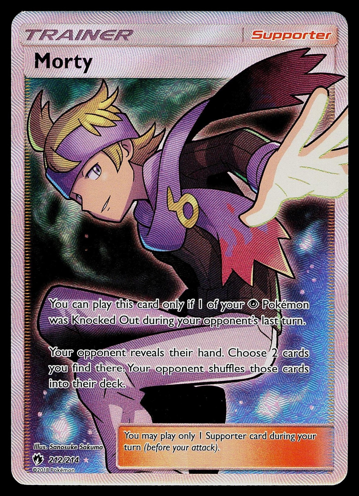 Pokemon Card - Morty Lost Thunder 212/214 Rare Ultra 2018