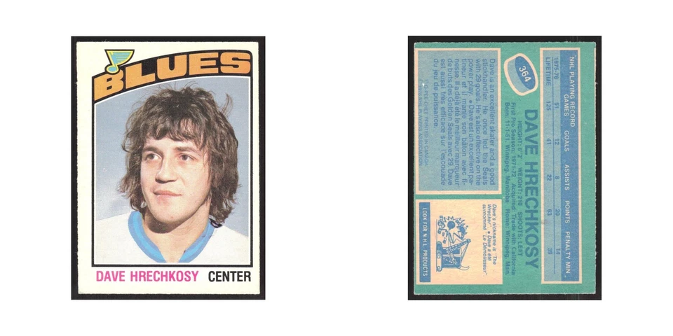 1976 O-Pee-Chee Dave Hrechkosy St. Louis Blues #364 - Image 3 of 3