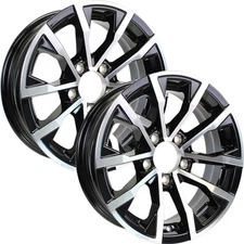 eCustomrim 2-Pk Aluminum Trailer Wheels 15X5 15" 5 Lug 4.5 Center Edge Black Rim