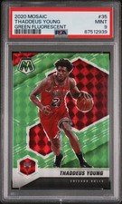 2020-21 Panini Mosaic #35 Thaddeus Young Green Fluorescent Prizm SP 1/10 PSA 9